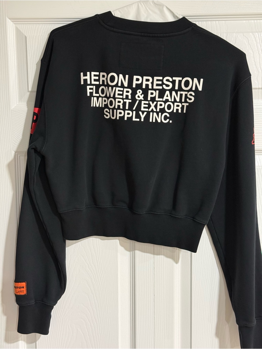Heron Preston Black Crewneck Sweatshirt with White Back Logo